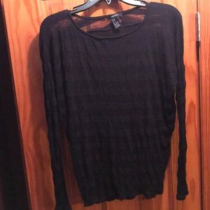 Long sleeve see-through striped t-shirt